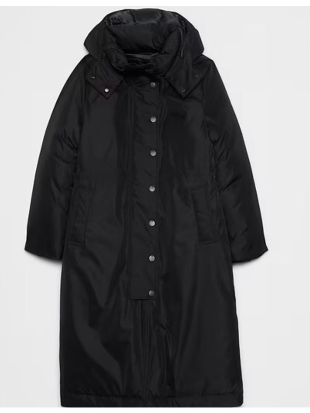 Banana Republic Black Long Hooded Puffer Coat